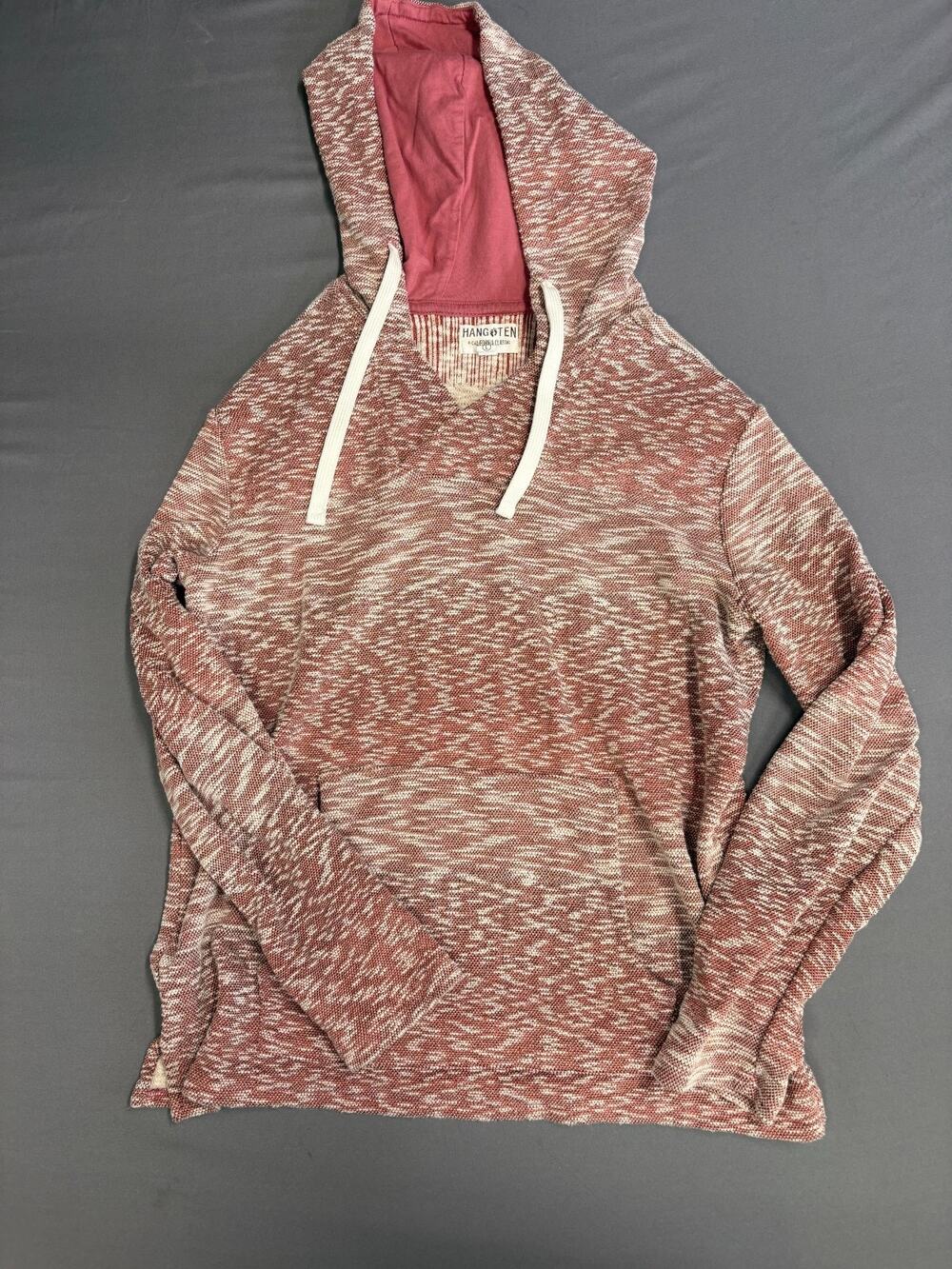 Hang Ten Women's Sz LG Long sleeved Knit Hoodie Surf Comfy Pullover Pink